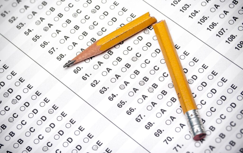 Student filling out PSAT/NMSQT answer sheet